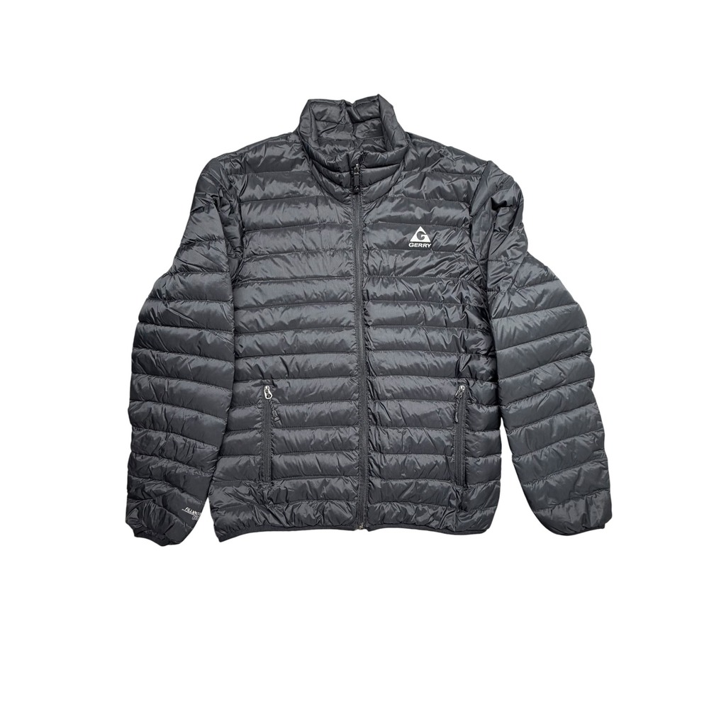 Gerry Mens Black 650 Fill Power Down Puffer Jacket Full Zip Lightweight Medium